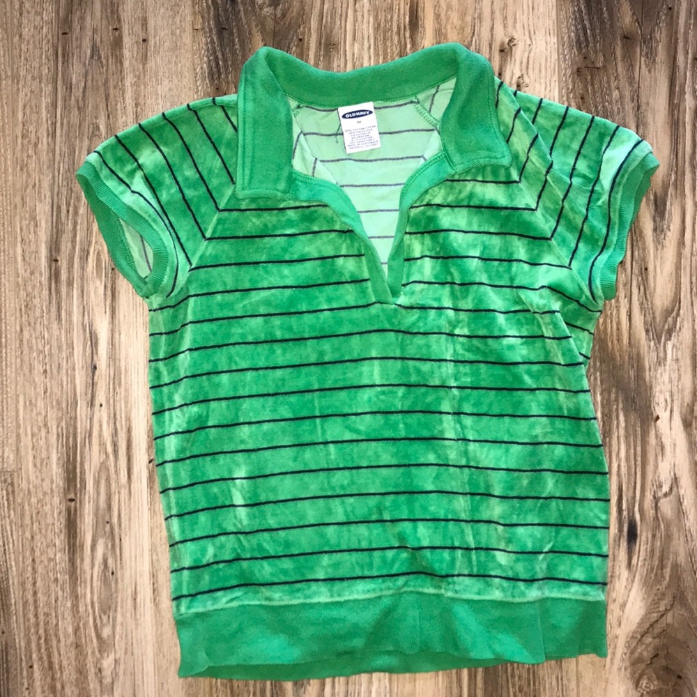 Striped Green Short Sleeve Polo Tee
